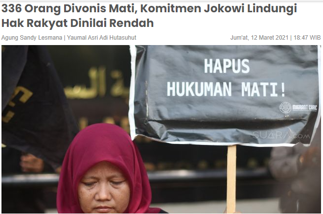 336 Orang Divonis Mati, Komitmen Jokowi Lindungi Hak Rakyat Dinilai Rendah