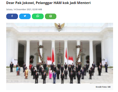 Dear Pak Jokowi, Pelanggar HAM kok Jadi Menteri