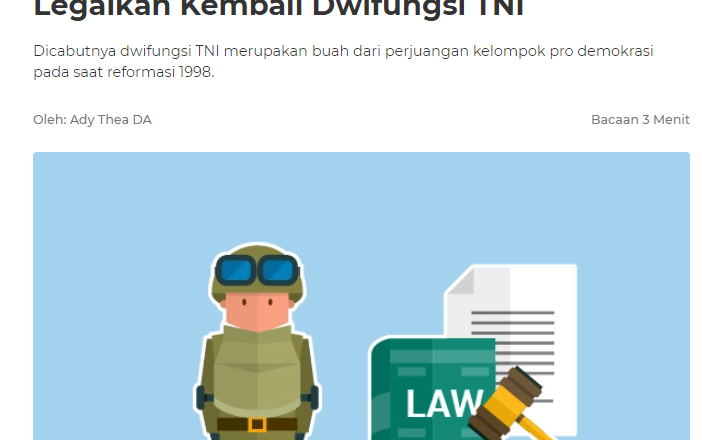 Imparsial: Revisi UU TNI Usulan Luhut Ingin Legalkan Kembali Dwifungsi TNI